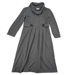 London Times Gray Cowl Neck Empire Waist Pleated Dress Size 4 Women’s